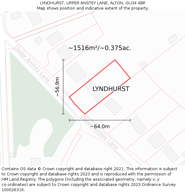 LYNDHURST, UPPER ANSTEY LANE, ALTON, GU34 4BP: Plot and title map