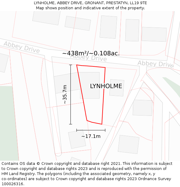 LYNHOLME, ABBEY DRIVE, GRONANT, PRESTATYN, LL19 9TE: Plot and title map