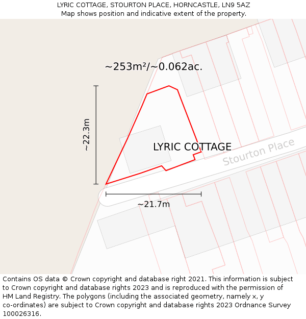 LYRIC COTTAGE, STOURTON PLACE, HORNCASTLE, LN9 5AZ: Plot and title map