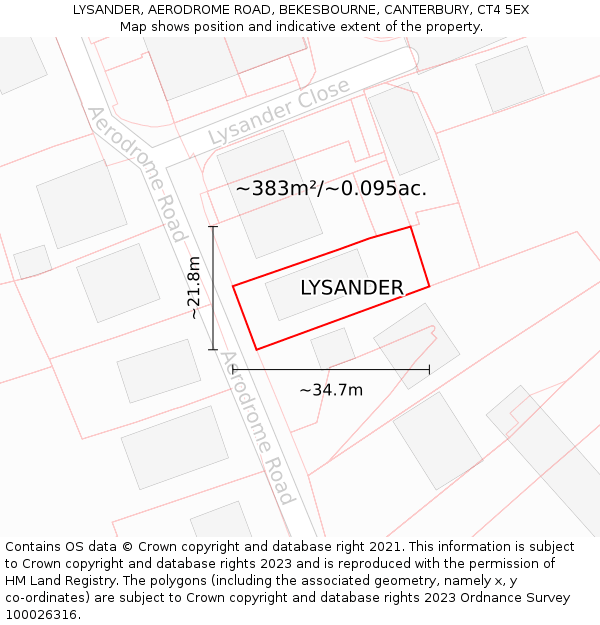 LYSANDER, AERODROME ROAD, BEKESBOURNE, CANTERBURY, CT4 5EX: Plot and title map