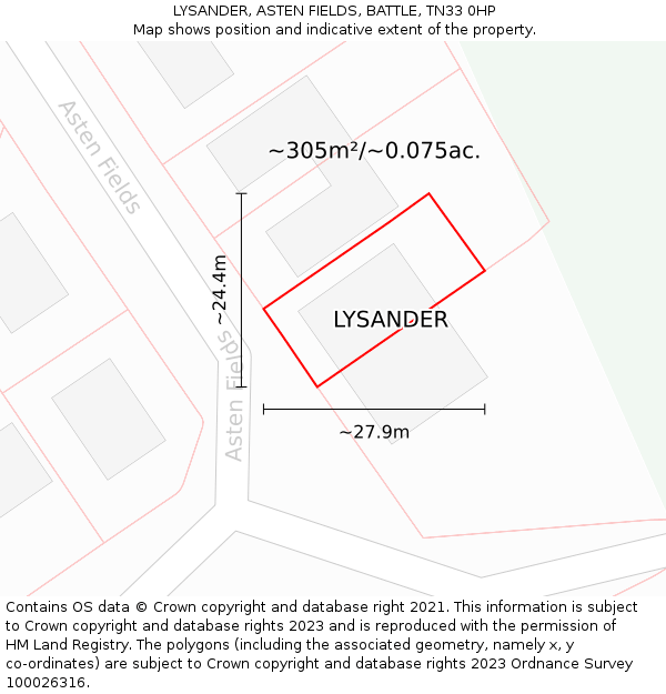 LYSANDER, ASTEN FIELDS, BATTLE, TN33 0HP: Plot and title map