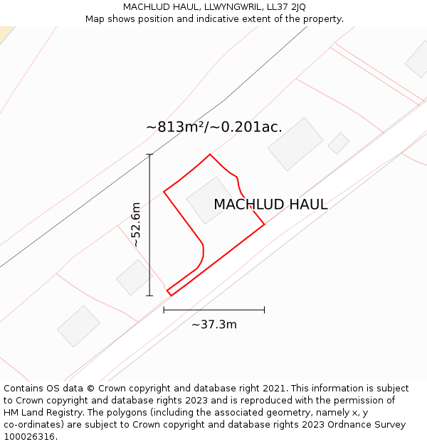 MACHLUD HAUL, LLWYNGWRIL, LL37 2JQ: Plot and title map