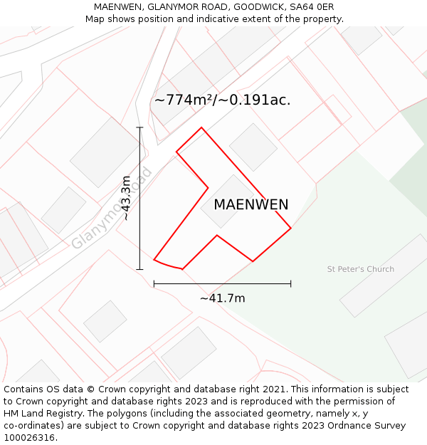 MAENWEN, GLANYMOR ROAD, GOODWICK, SA64 0ER: Plot and title map
