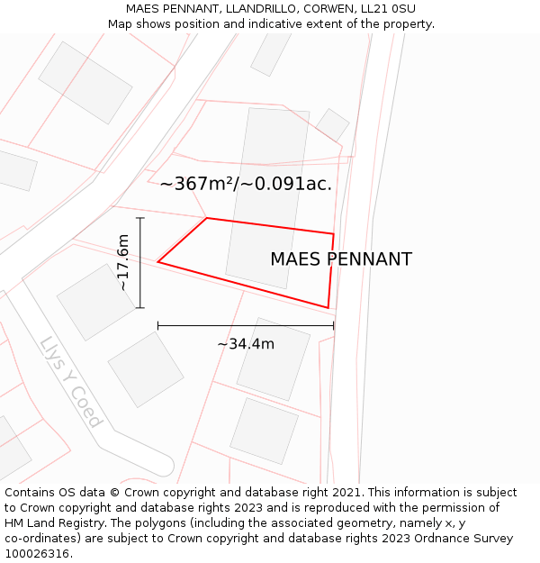 MAES PENNANT, LLANDRILLO, CORWEN, LL21 0SU: Plot and title map