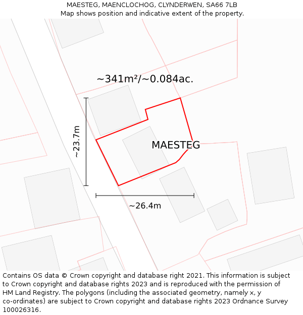 MAESTEG, MAENCLOCHOG, CLYNDERWEN, SA66 7LB: Plot and title map