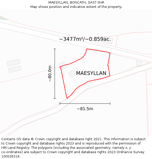 MAESYLLAN, BONCATH, SA37 0HR: Plot and title map