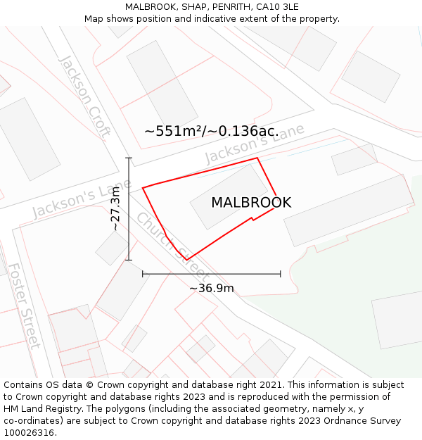 MALBROOK, SHAP, PENRITH, CA10 3LE: Plot and title map