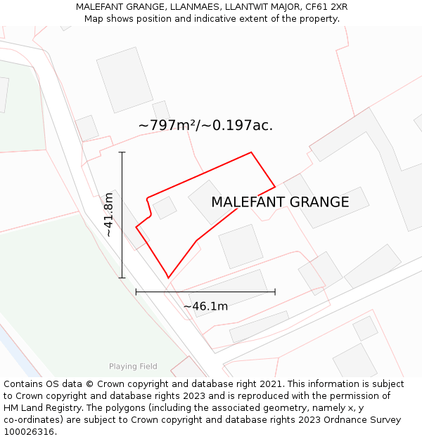 MALEFANT GRANGE, LLANMAES, LLANTWIT MAJOR, CF61 2XR: Plot and title map