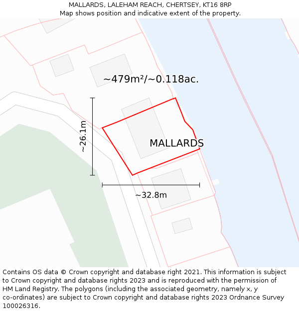MALLARDS, LALEHAM REACH, CHERTSEY, KT16 8RP: Plot and title map