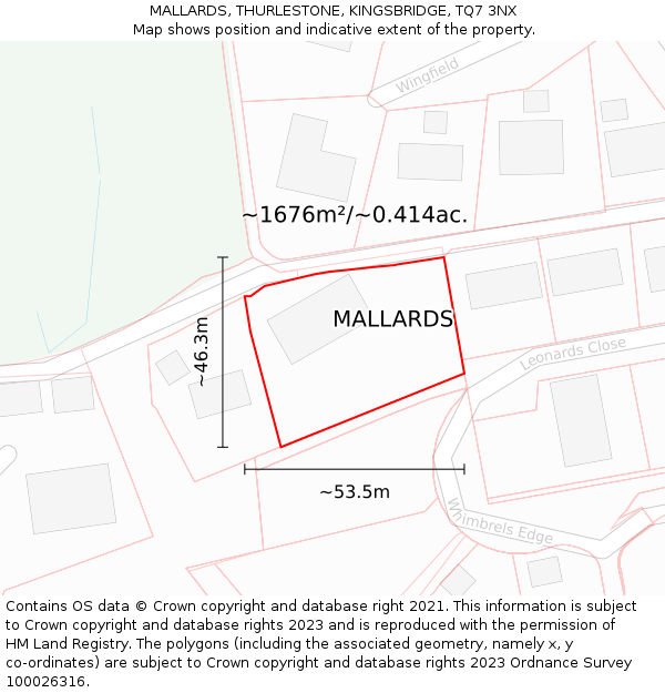 MALLARDS, THURLESTONE, KINGSBRIDGE, TQ7 3NX: Plot and title map