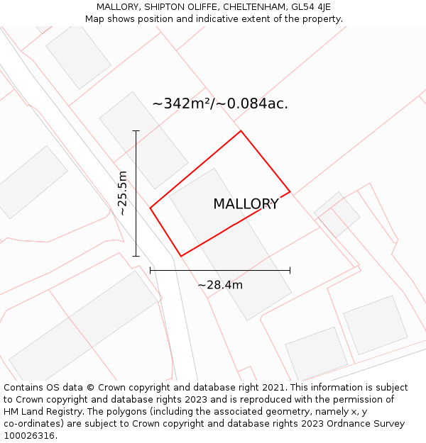 MALLORY, SHIPTON OLIFFE, CHELTENHAM, GL54 4JE: Plot and title map