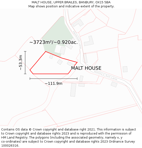MALT HOUSE, UPPER BRAILES, BANBURY, OX15 5BA: Plot and title map