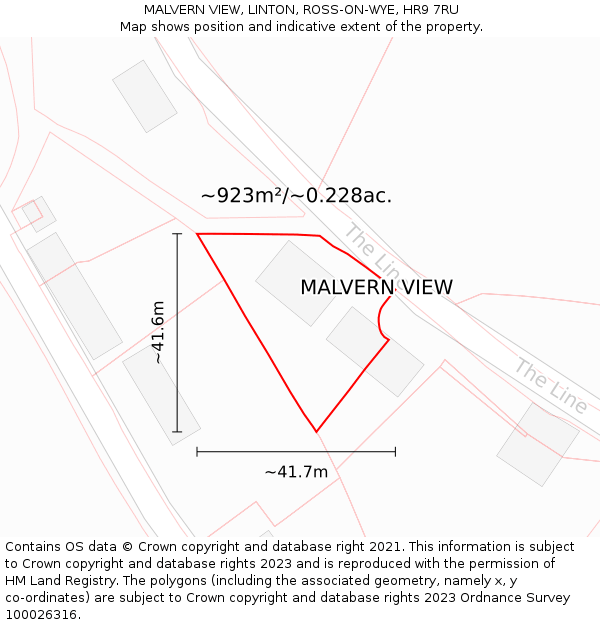 MALVERN VIEW, LINTON, ROSS-ON-WYE, HR9 7RU: Plot and title map