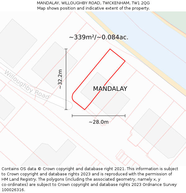 MANDALAY, WILLOUGHBY ROAD, TWICKENHAM, TW1 2QG: Plot and title map
