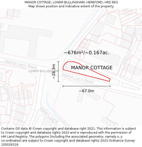 MANOR COTTAGE, LOWER BULLINGHAM, HEREFORD, HR2 6EG: Plot and title map