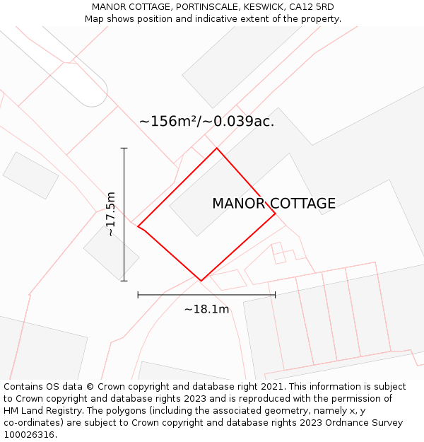 MANOR COTTAGE, PORTINSCALE, KESWICK, CA12 5RD: Plot and title map