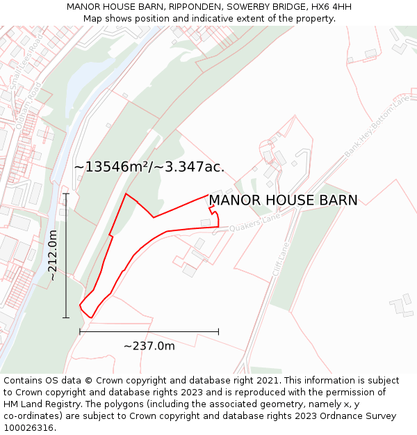 MANOR HOUSE BARN, RIPPONDEN, SOWERBY BRIDGE, HX6 4HH: Plot and title map