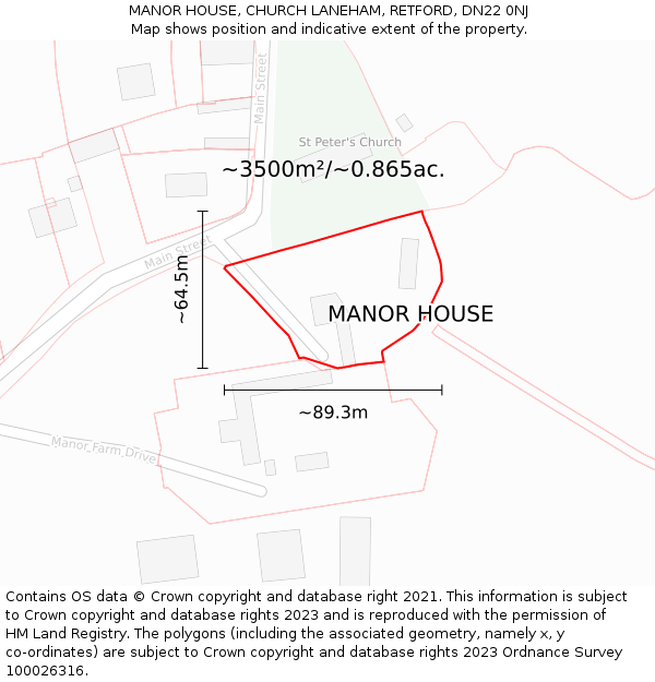 MANOR HOUSE, CHURCH LANEHAM, RETFORD, DN22 0NJ: Plot and title map
