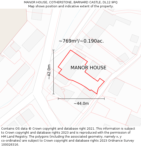 MANOR HOUSE, COTHERSTONE, BARNARD CASTLE, DL12 9PQ: Plot and title map