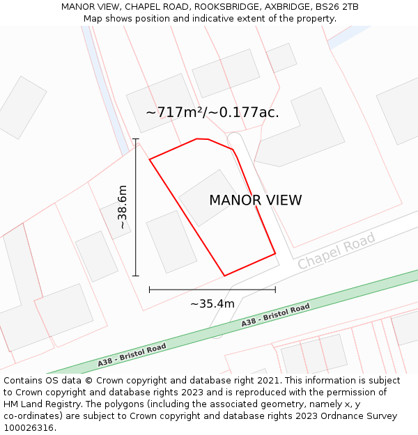 MANOR VIEW, CHAPEL ROAD, ROOKSBRIDGE, AXBRIDGE, BS26 2TB: Plot and title map