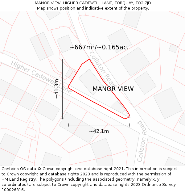 MANOR VIEW, HIGHER CADEWELL LANE, TORQUAY, TQ2 7JD: Plot and title map