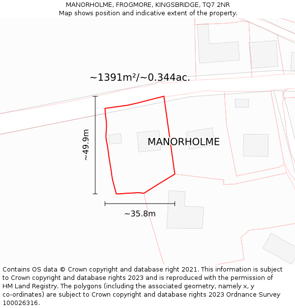 MANORHOLME, FROGMORE, KINGSBRIDGE, TQ7 2NR: Plot and title map