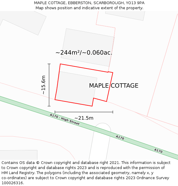MAPLE COTTAGE, EBBERSTON, SCARBOROUGH, YO13 9PA: Plot and title map