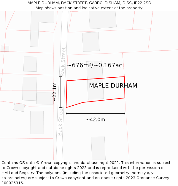 MAPLE DURHAM, BACK STREET, GARBOLDISHAM, DISS, IP22 2SD: Plot and title map