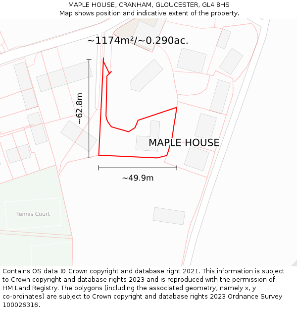 MAPLE HOUSE, CRANHAM, GLOUCESTER, GL4 8HS: Plot and title map