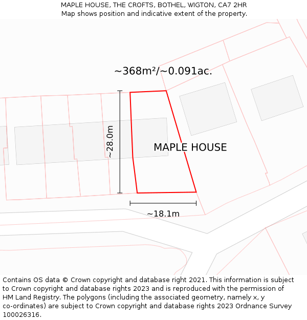 MAPLE HOUSE, THE CROFTS, BOTHEL, WIGTON, CA7 2HR: Plot and title map