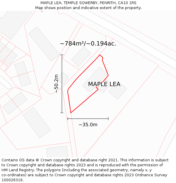 MAPLE LEA, TEMPLE SOWERBY, PENRITH, CA10 1RS: Plot and title map