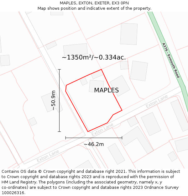 MAPLES, EXTON, EXETER, EX3 0PN: Plot and title map