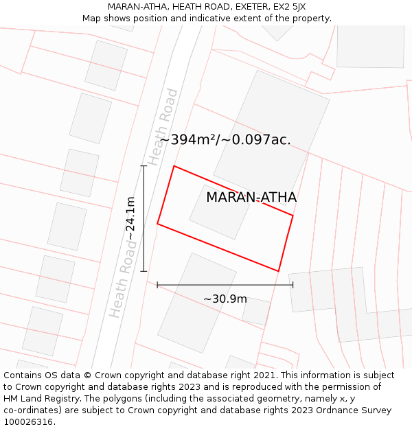 MARAN-ATHA, HEATH ROAD, EXETER, EX2 5JX: Plot and title map