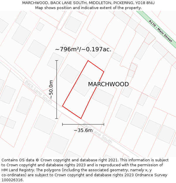 MARCHWOOD, BACK LANE SOUTH, MIDDLETON, PICKERING, YO18 8NU: Plot and title map