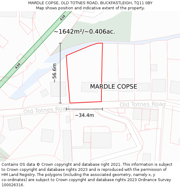 MARDLE COPSE, OLD TOTNES ROAD, BUCKFASTLEIGH, TQ11 0BY: Plot and title map