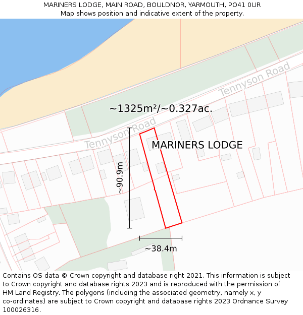 MARINERS LODGE, MAIN ROAD, BOULDNOR, YARMOUTH, PO41 0UR: Plot and title map