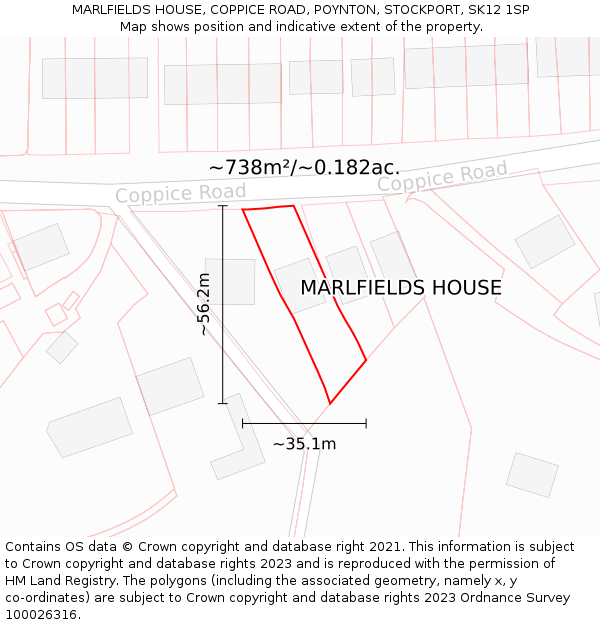 MARLFIELDS HOUSE, COPPICE ROAD, POYNTON, STOCKPORT, SK12 1SP: Plot and title map