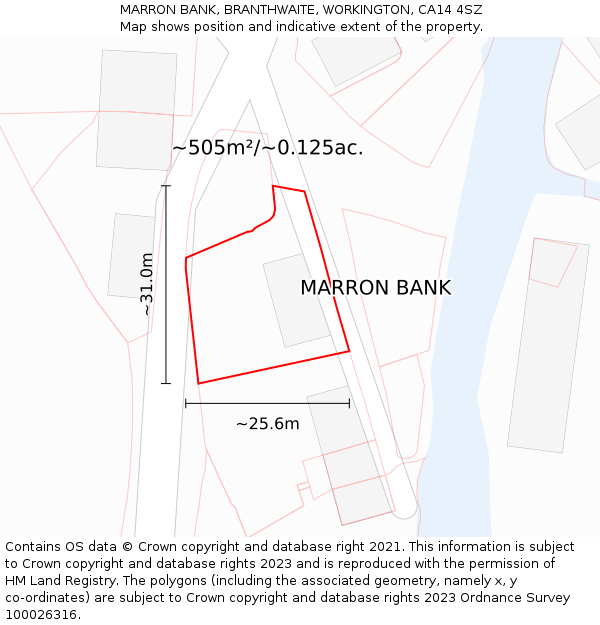 MARRON BANK, BRANTHWAITE, WORKINGTON, CA14 4SZ: Plot and title map