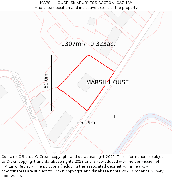 MARSH HOUSE, SKINBURNESS, WIGTON, CA7 4RA: Plot and title map