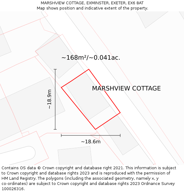 MARSHVIEW COTTAGE, EXMINSTER, EXETER, EX6 8AT: Plot and title map