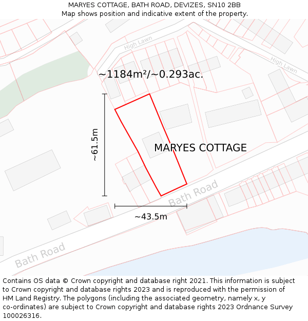 MARYES COTTAGE, BATH ROAD, DEVIZES, SN10 2BB: Plot and title map