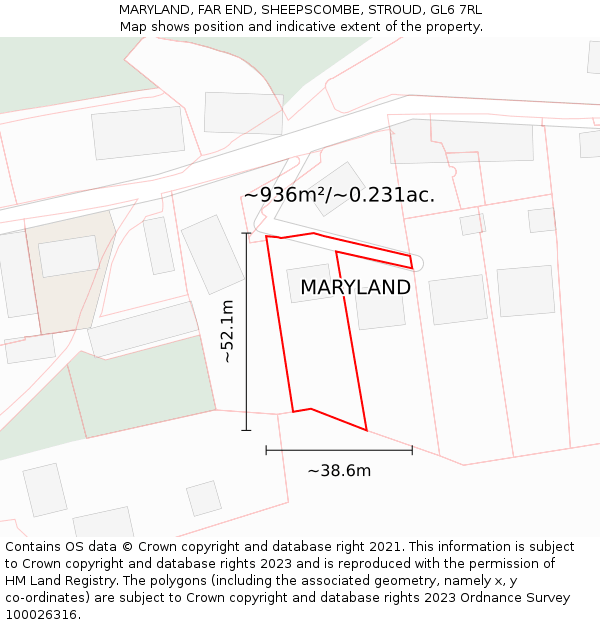 MARYLAND, FAR END, SHEEPSCOMBE, STROUD, GL6 7RL: Plot and title map