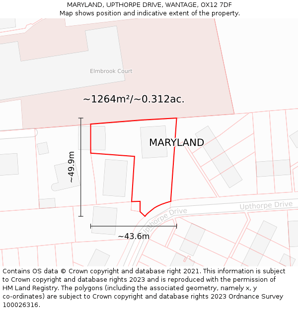 MARYLAND, UPTHORPE DRIVE, WANTAGE, OX12 7DF: Plot and title map