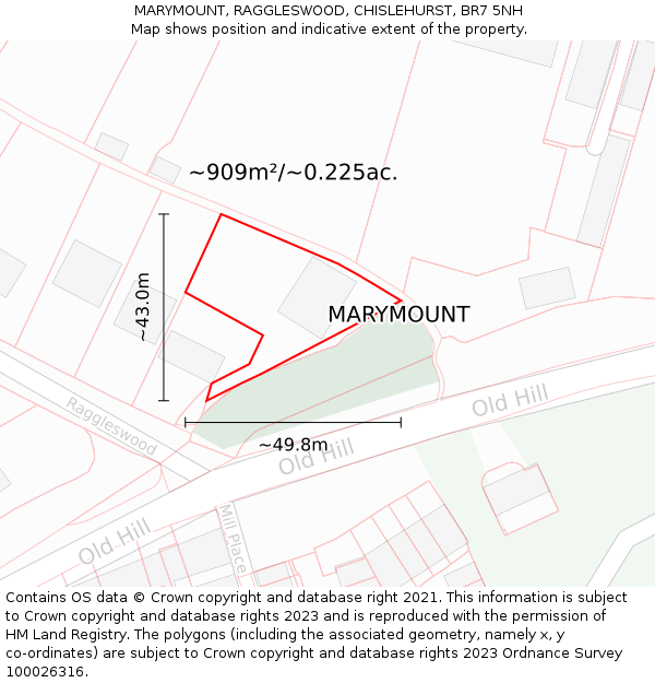 MARYMOUNT, RAGGLESWOOD, CHISLEHURST, BR7 5NH: Plot and title map