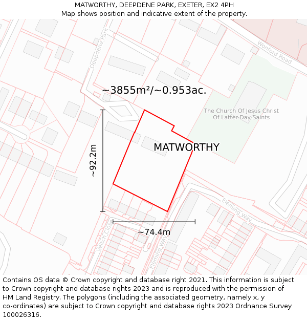 MATWORTHY, DEEPDENE PARK, EXETER, EX2 4PH: Plot and title map