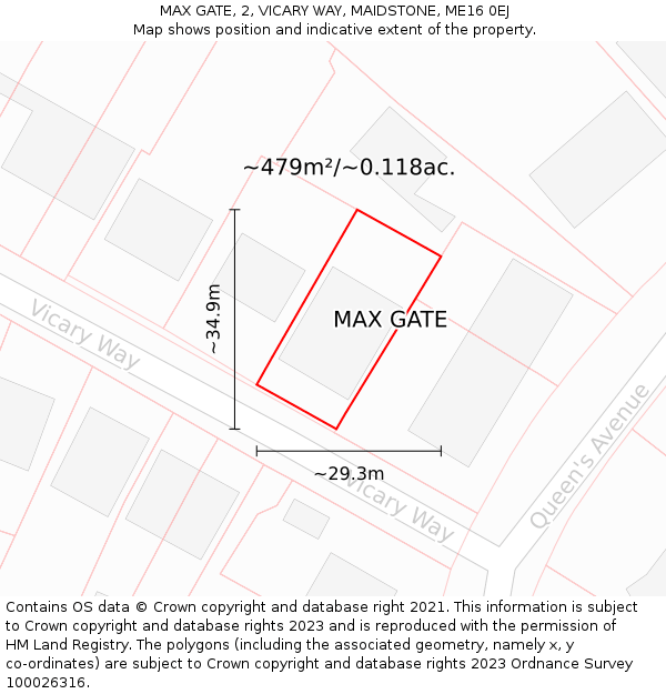 MAX GATE, 2, VICARY WAY, MAIDSTONE, ME16 0EJ: Plot and title map