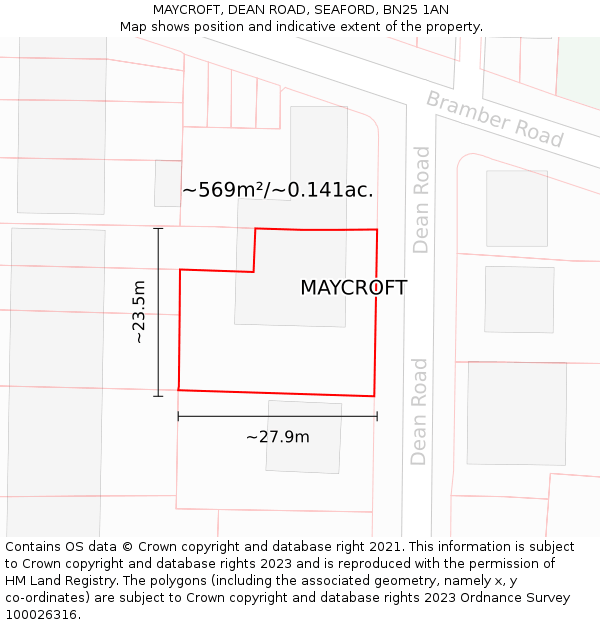 MAYCROFT, DEAN ROAD, SEAFORD, BN25 1AN: Plot and title map