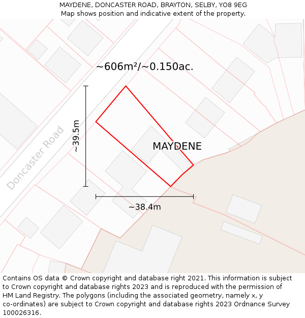 MAYDENE, DONCASTER ROAD, BRAYTON, SELBY, YO8 9EG: Plot and title map