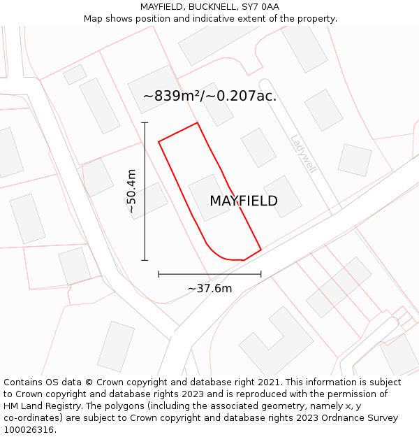 MAYFIELD, BUCKNELL, SY7 0AA: Plot and title map