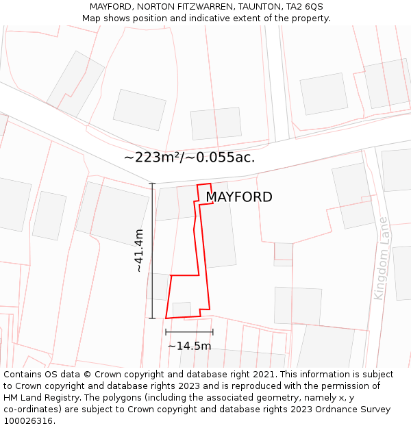 MAYFORD, NORTON FITZWARREN, TAUNTON, TA2 6QS: Plot and title map
